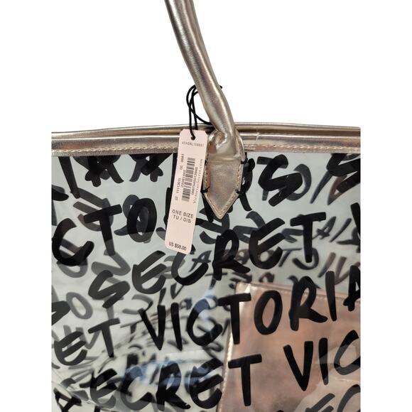 Victoria secret tote bag with clear see through black and rose gold handles NWT - Picture 6 of 9